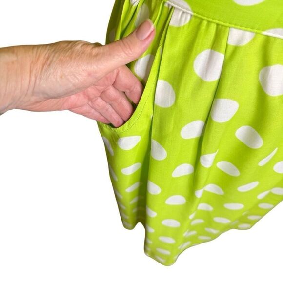Vintage By Berkeley Green & White polka Dot Sheath Dress Sz 10 - Picture 6 of 14